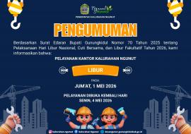 PENGUMUMAN HARI LIBUR PELAYANAN KANTOR KALURAHAN NGUNUT